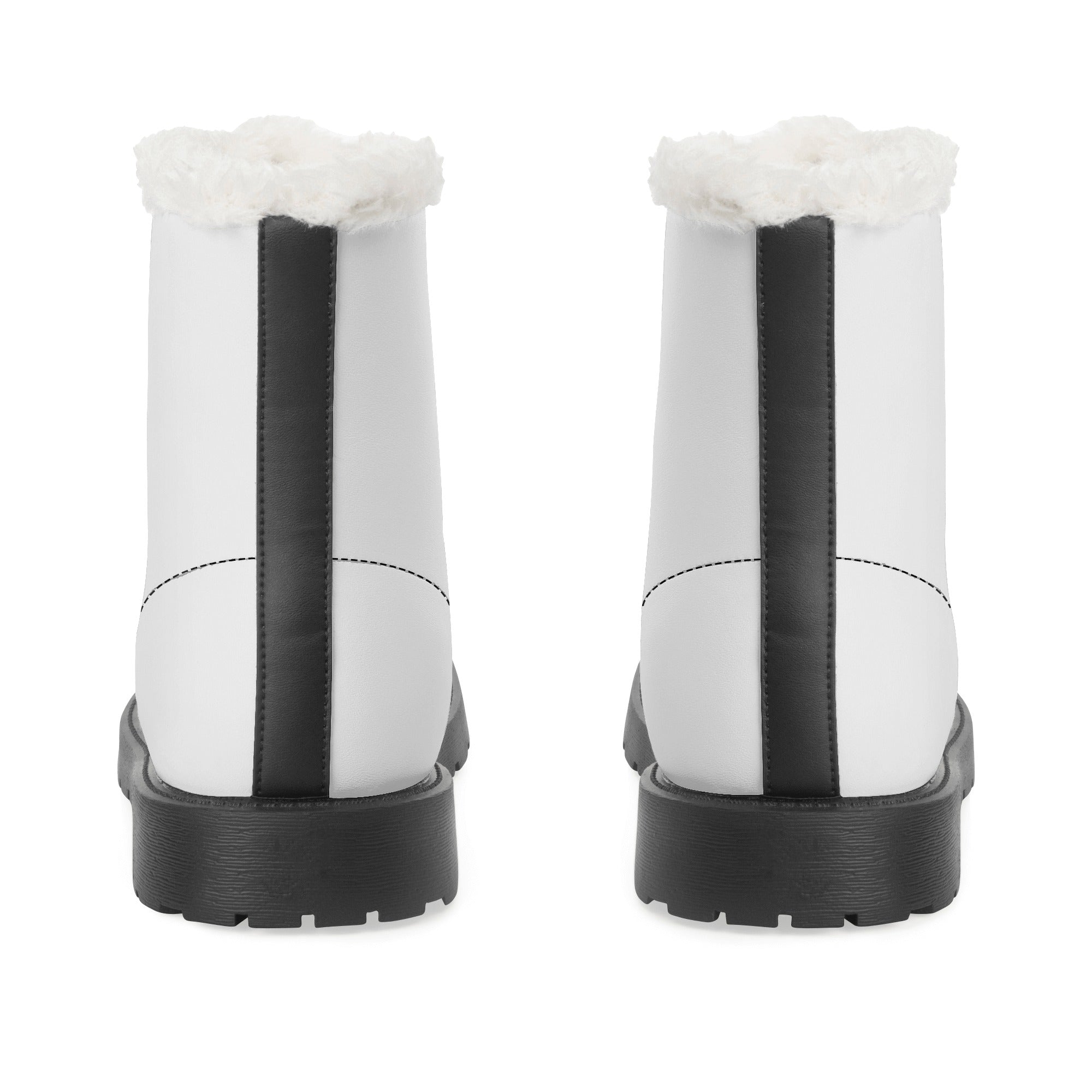 Womens White Faux Fur Leather Boots